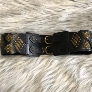 Black/gold high waisted Belt
